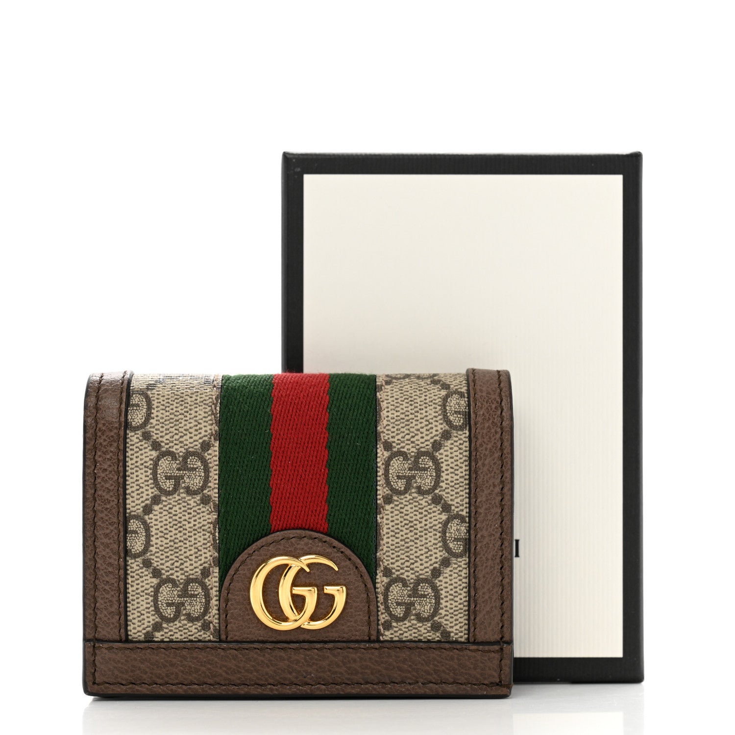 Gucci GG Supreme Monogram Web Ophidia Card Case Beige New Acero 8 of 8