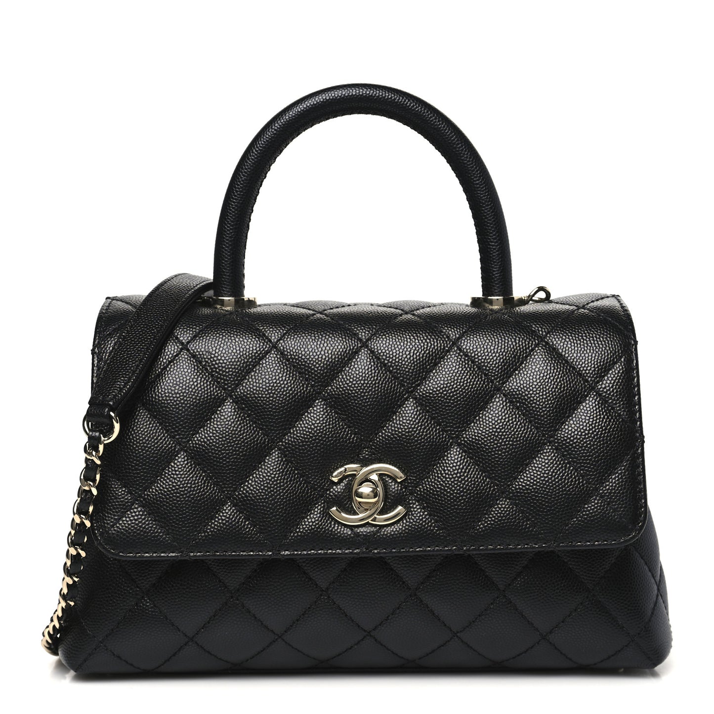 Caviar Quilted Mini Coco Handle Flap Black