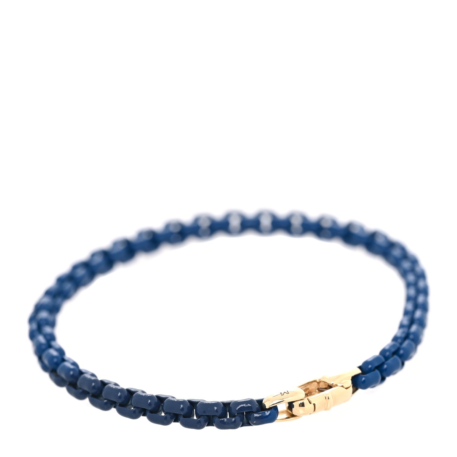 David Yurman Stainless Steel 14K Yellow Gold Acrylic Bel Aire 4mm Chain Bracelet Navy 2 of 4