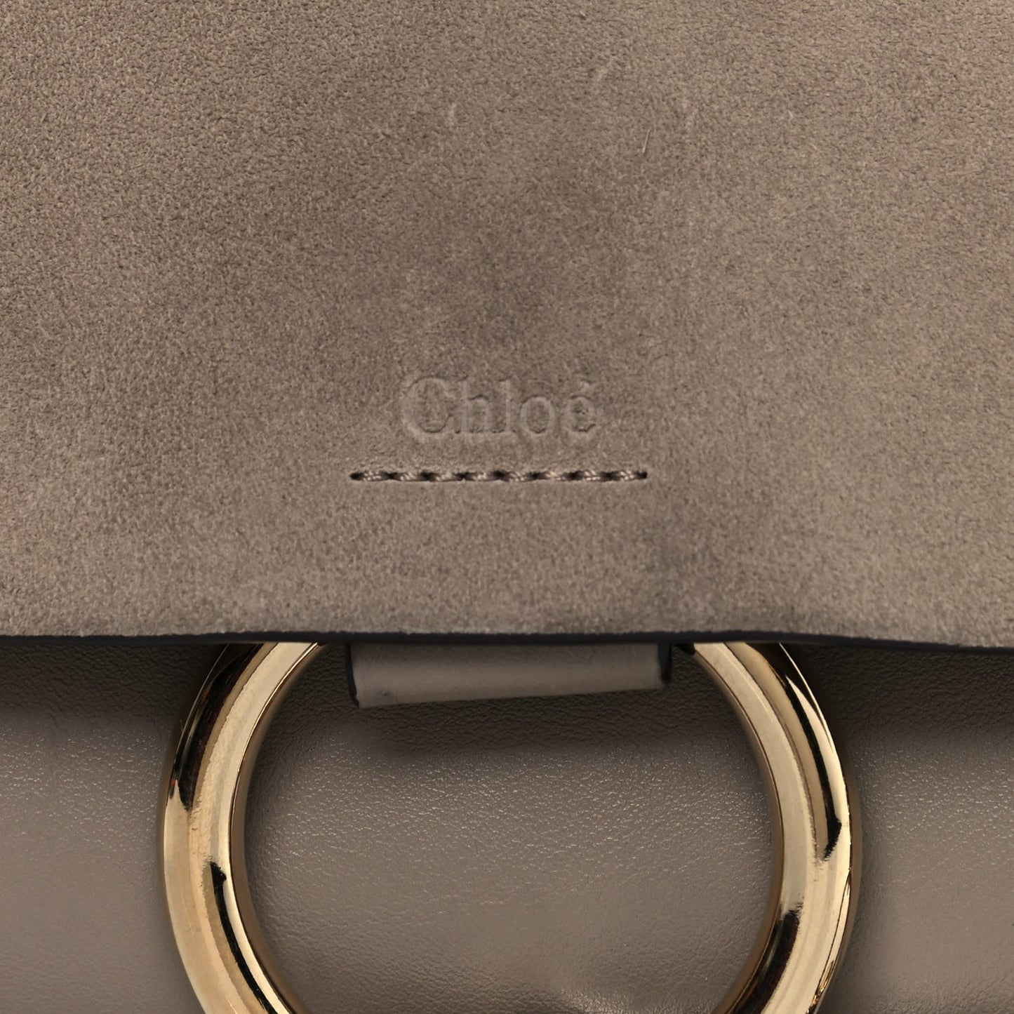Suede Calfskin Small Faye Shoulder Bag Motty Grey