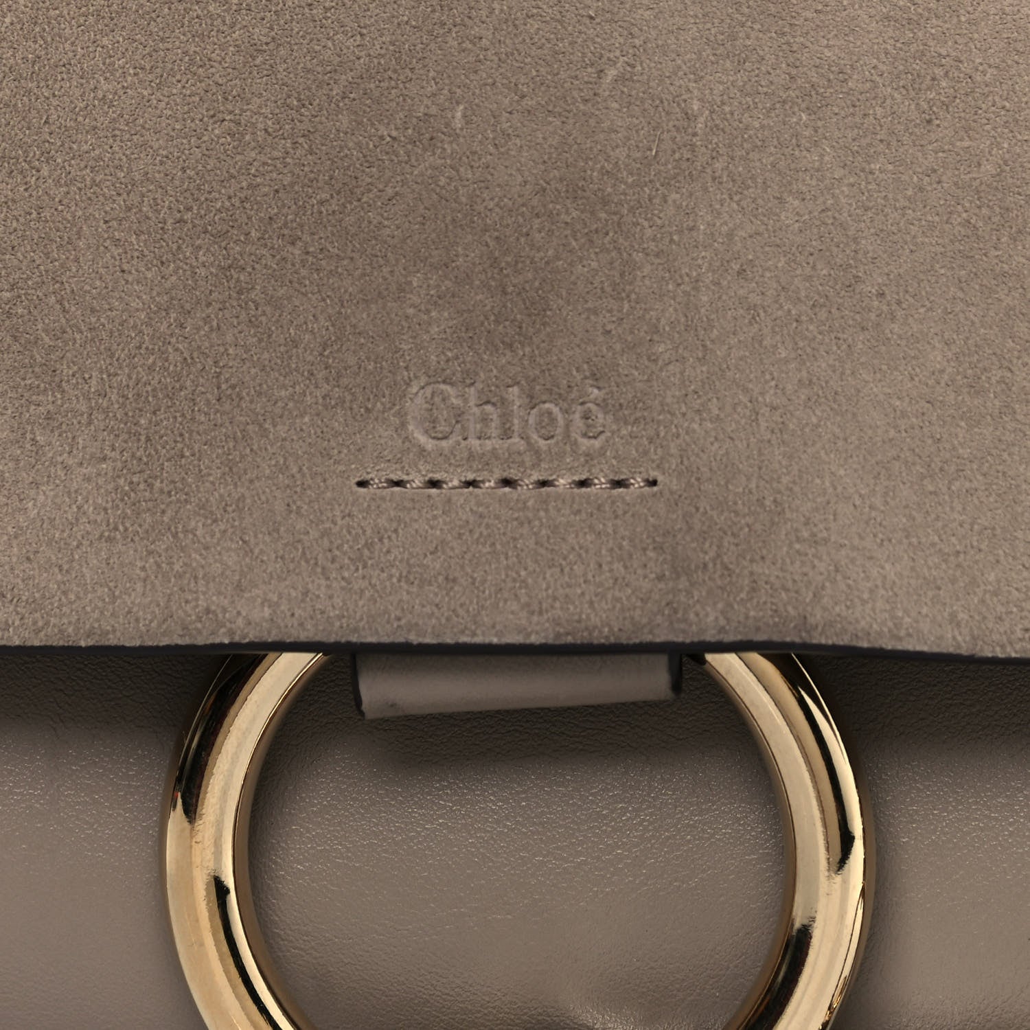 Chloe Suede Calfskin Small Faye Shoulder Bag Motty Grey 10 of 10