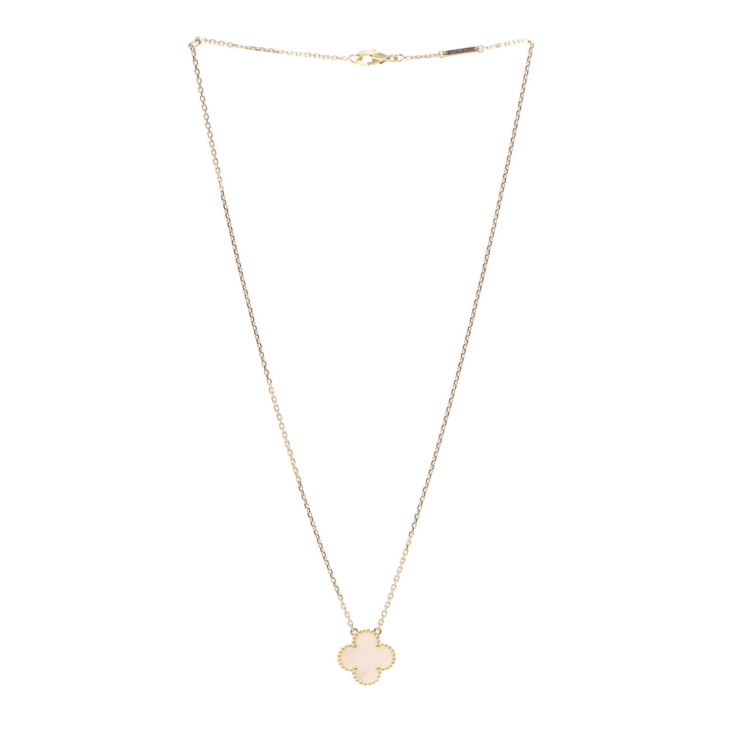 18K Yellow Gold Mother of Pearl Vintage Alhambra Pendant Necklace