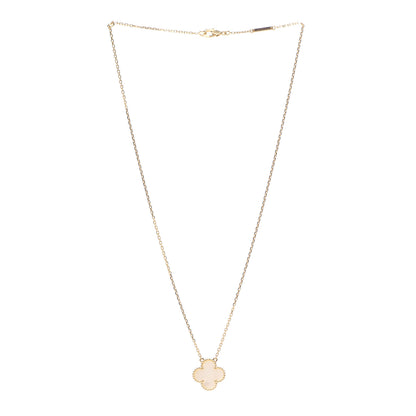 Van Cleef & Arpels 18K Yellow Gold Mother of Pearl Vintage Alhambra Pendant Necklace 3 of 6