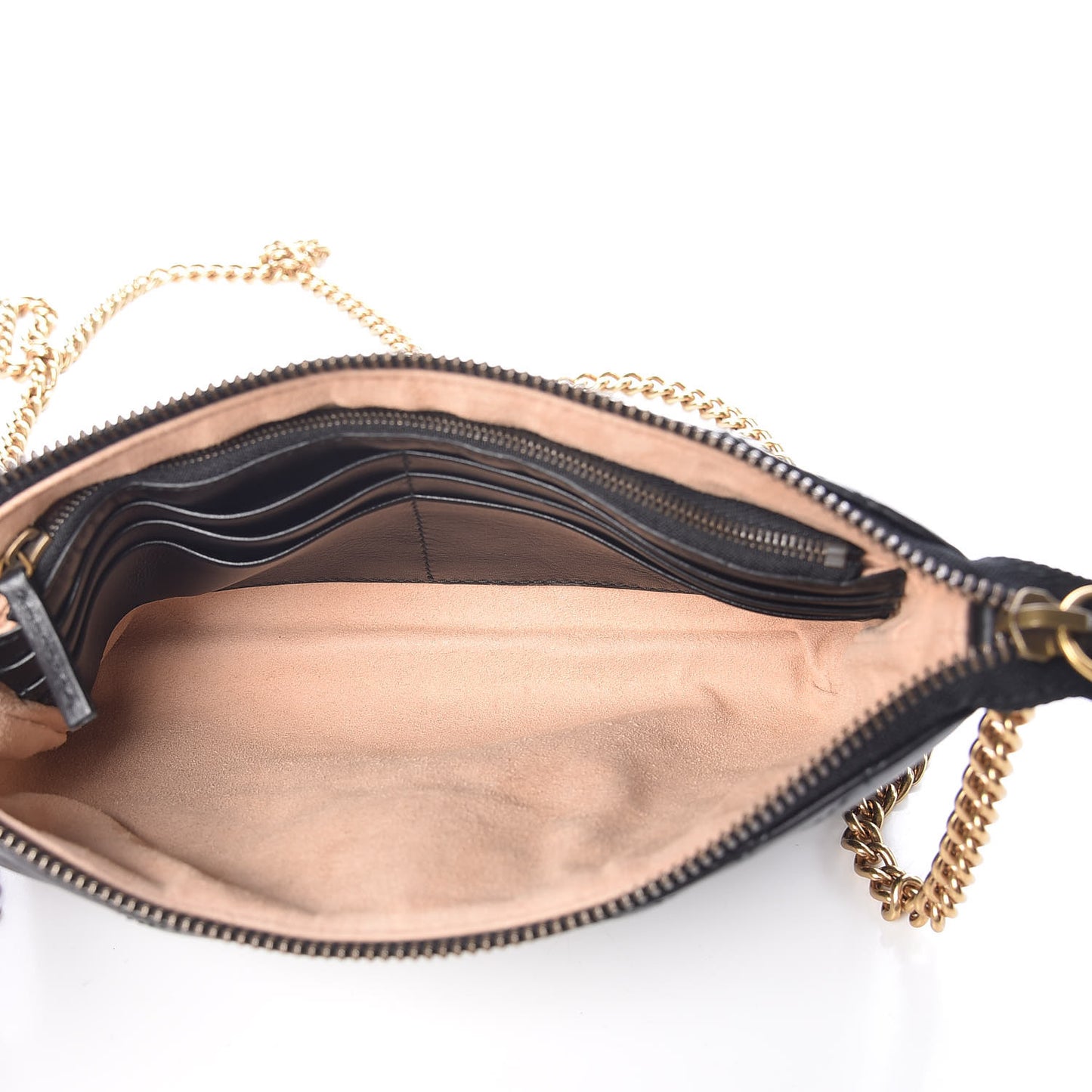 Calfskin Matelasse Mini GG Marmont Chain Bag Black