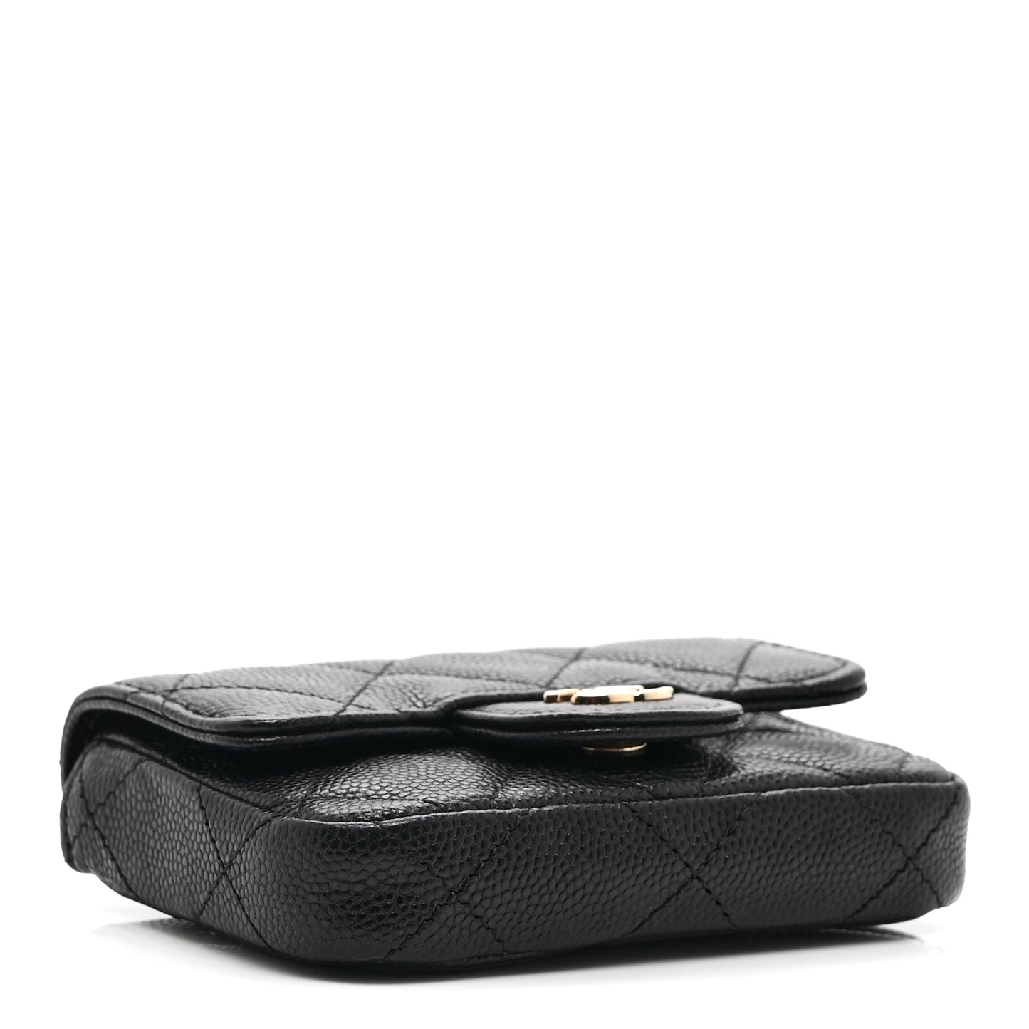 Caviar Quilted Mini Chain Belt Bag Black