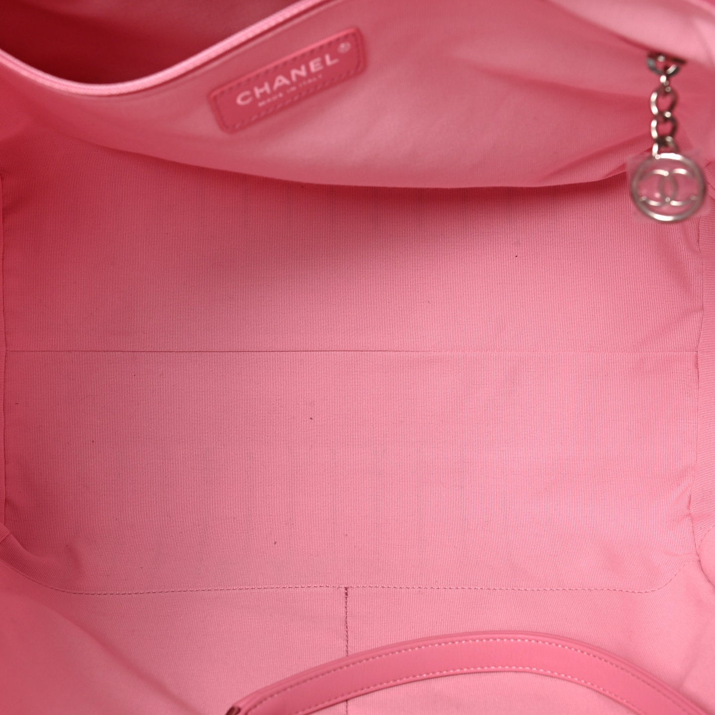 Canvas Calfskin Striped Large Deauville Tote Pink Blue