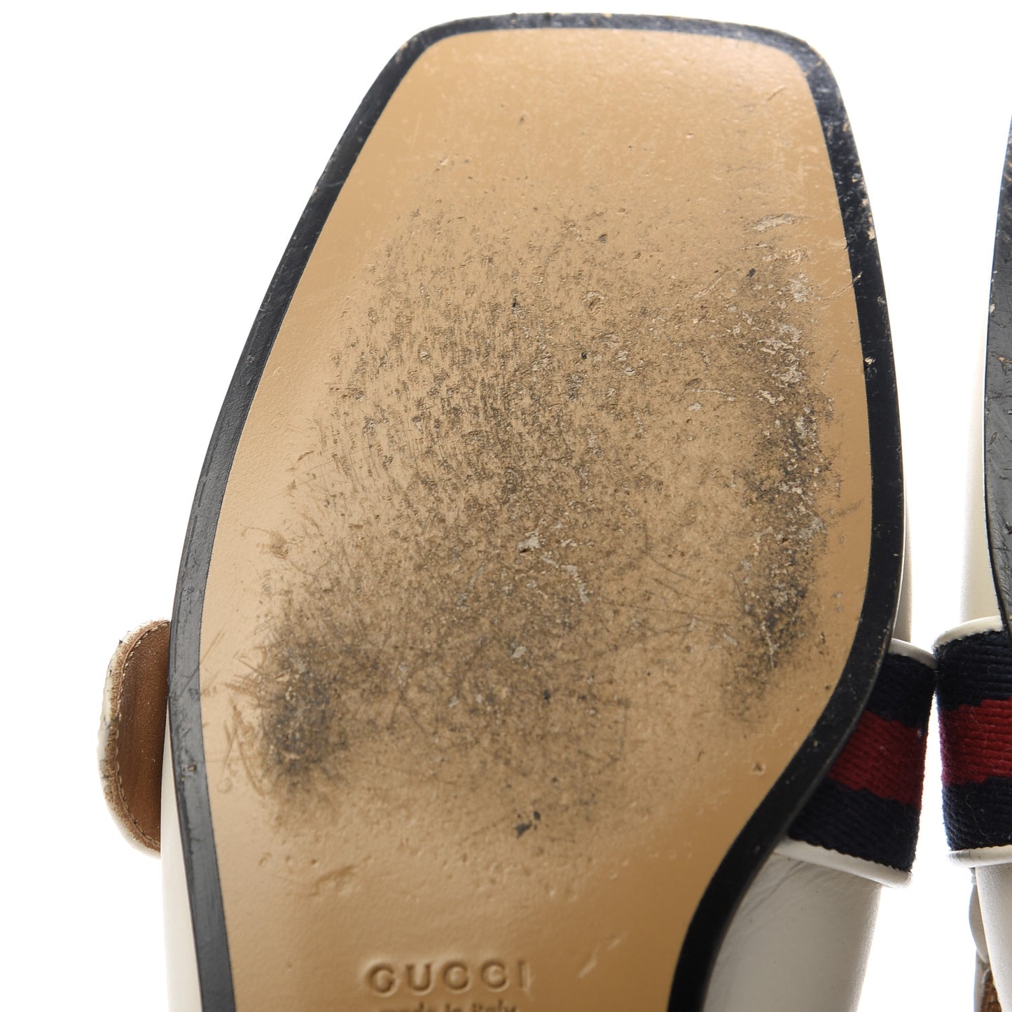 Calfskin Web Womens Peyton GG Slippers 35 Mystic White