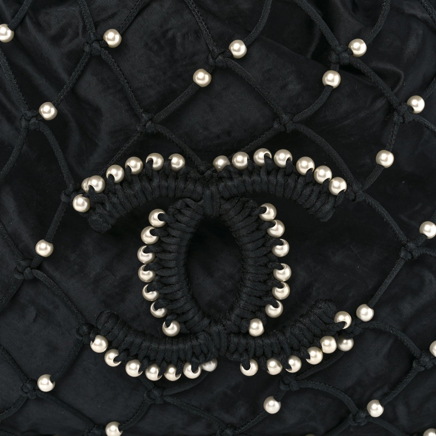 Nylon Pearl Coco Beach Net Tote Black