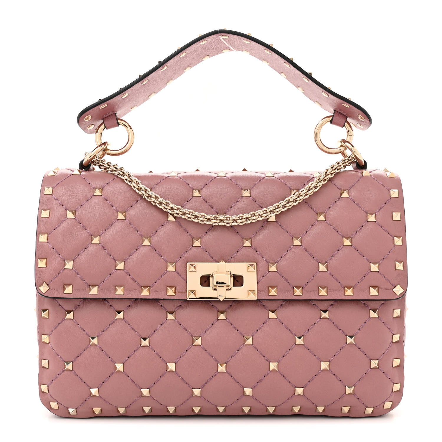 Valentino Garavani Lambskin Medium Rockstud Spike Shoulder Bag Antique Rose 1 of 11