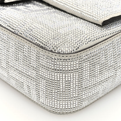 Fendi Crystal Vitello Laminato FF Medium Baguette Crystal Argento 9 of 9