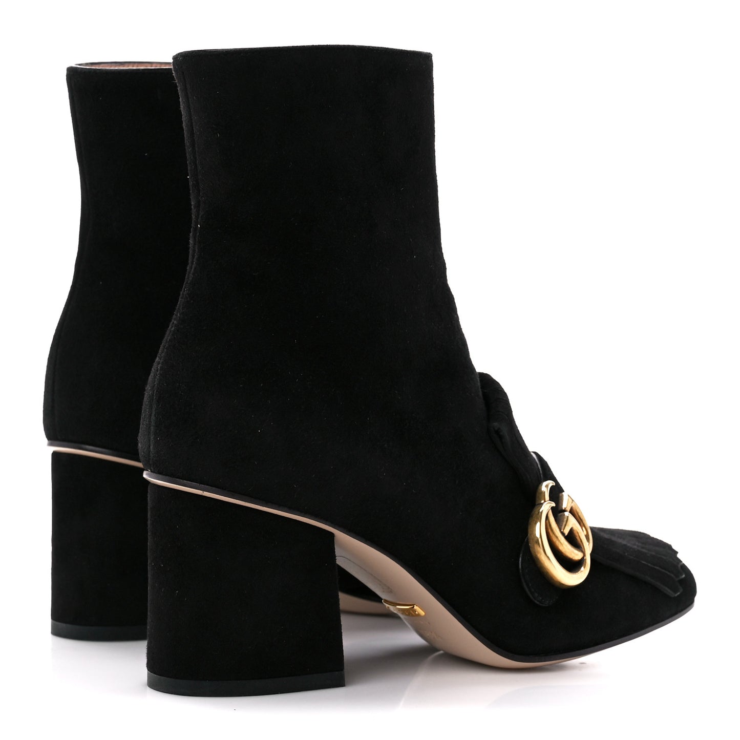 Kid Scamosciato GG Marmont Fringe 75mm Ankle Boots 36.5 Black
