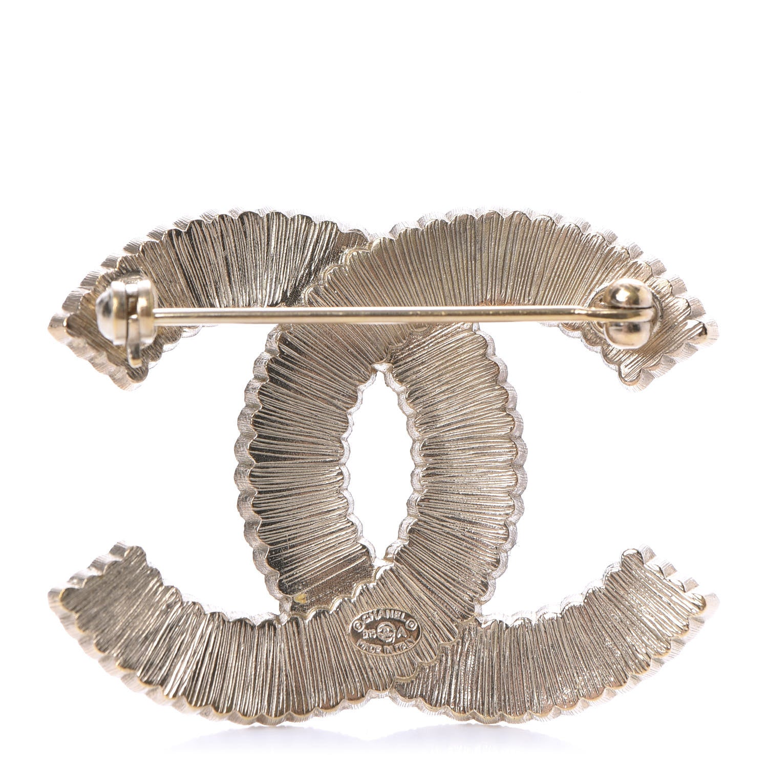 Chanel Crystal Glass CC Brooch Silver Pink 3 of 5