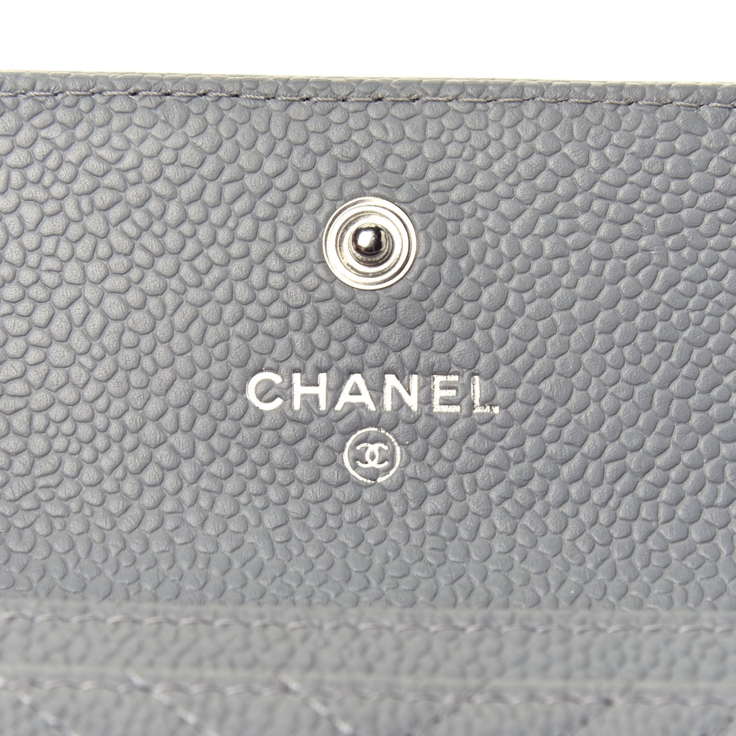 Caviar Chevron Quilted Boy Flap Card Holder Grey