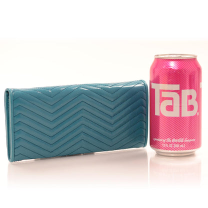 Prada Vitello Antic Soft Metal Chevron Wallet Turchese 2 of 7