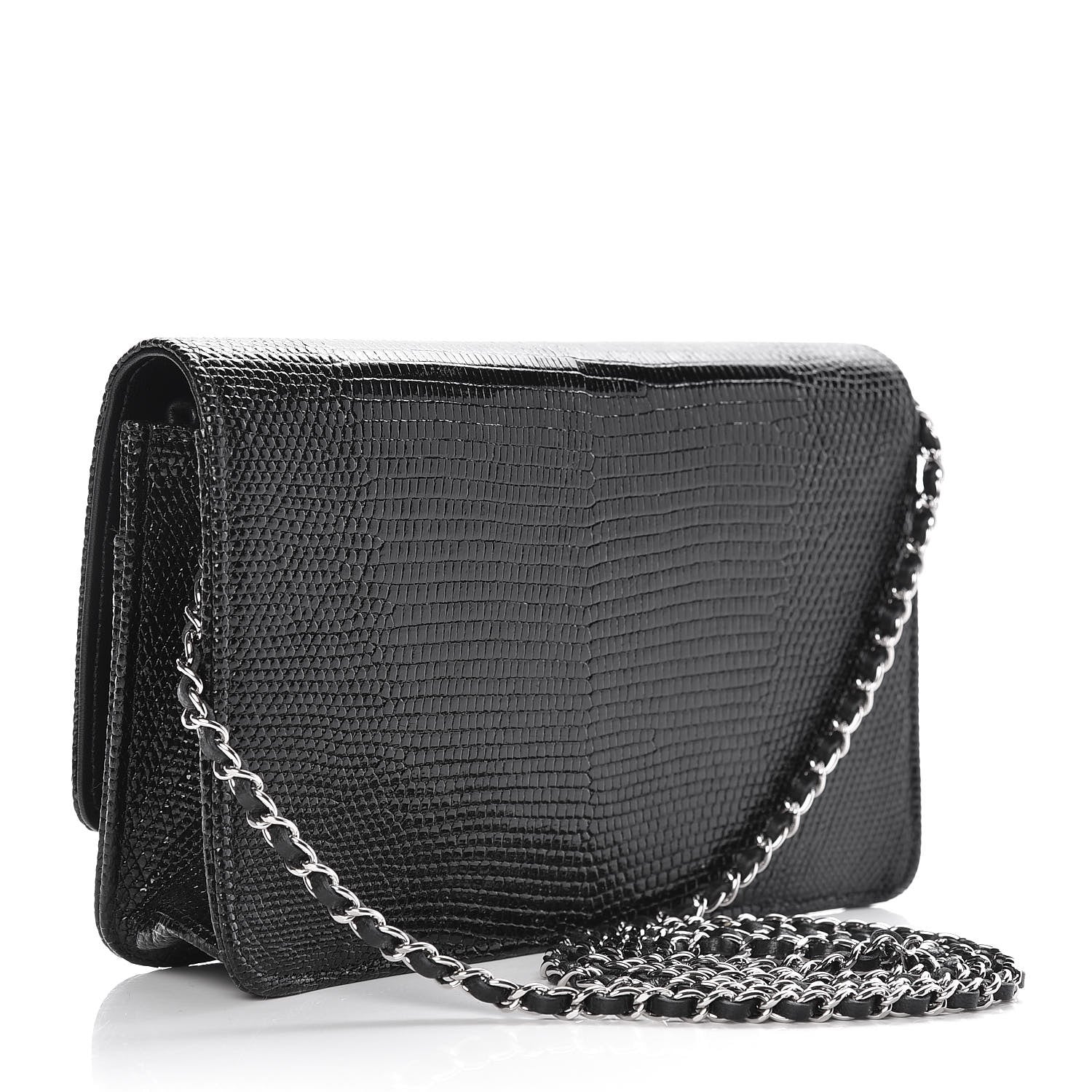 Chanel Lizard Golden Class Wallet on Chain WOC Black 3 of 11