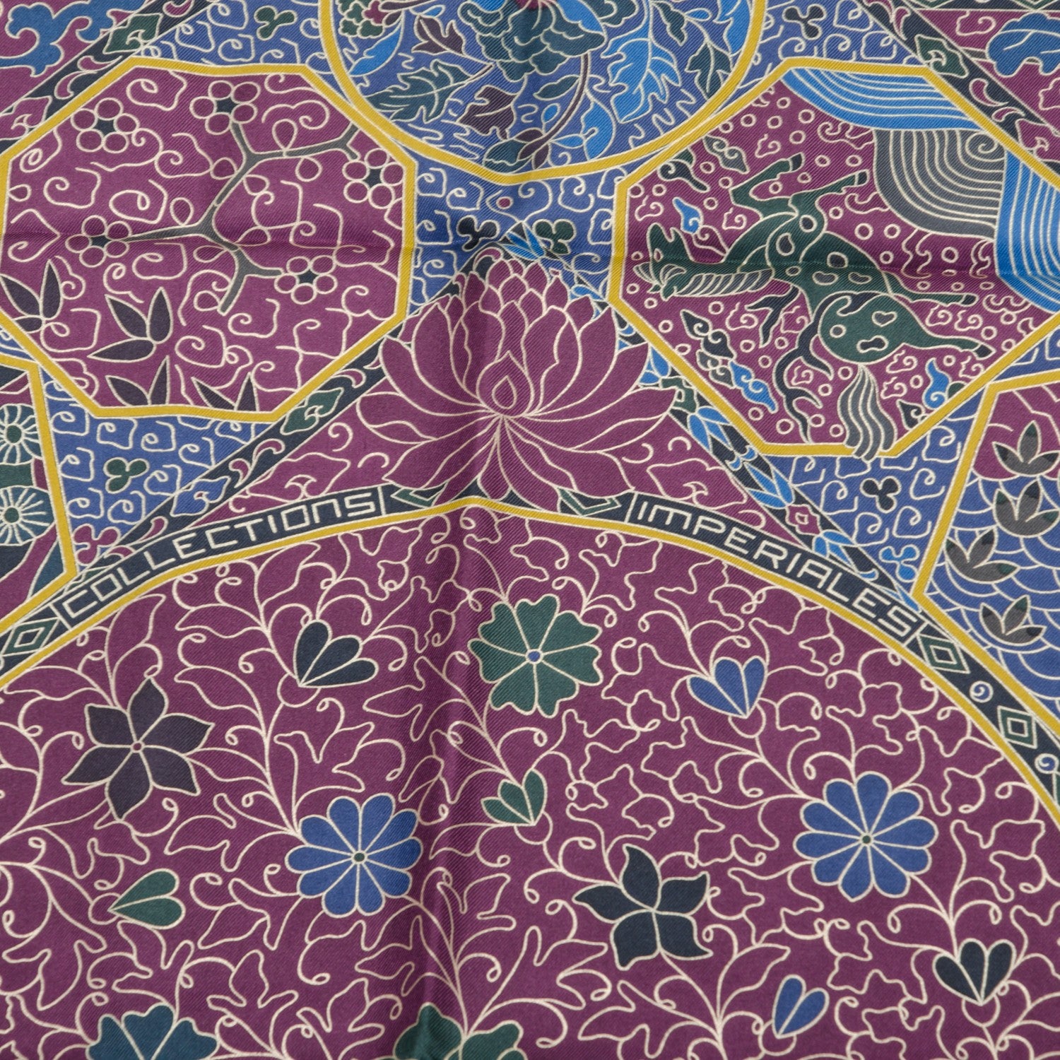 Hermes Silk Collections Imperiales Scarf 90 Aubergine Vert Bleu 3 of 6