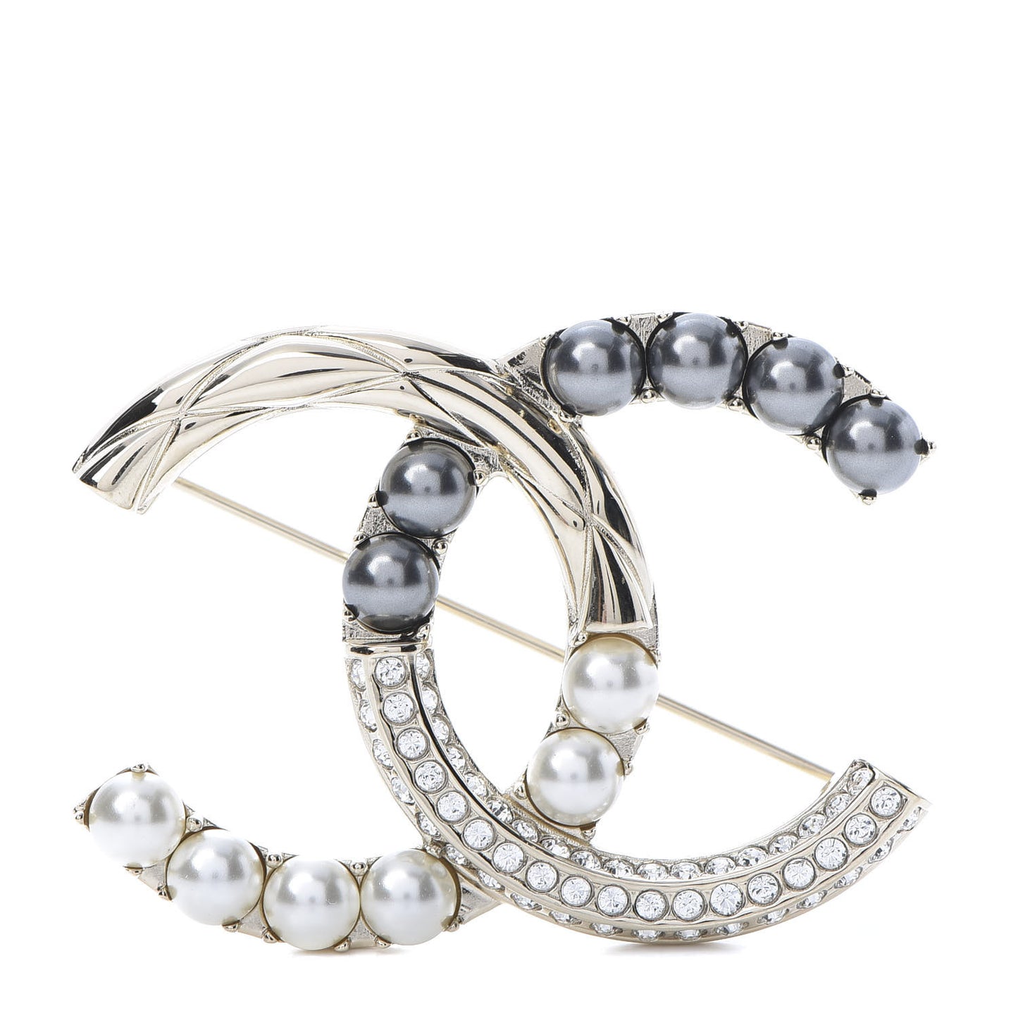 Pearl Crystal Bright Young Thing CC Brooch Gold