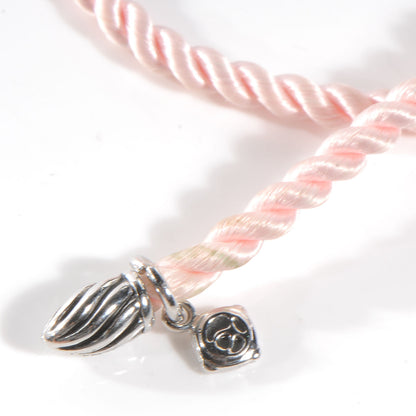 David Yurman Sterling Silver and Silk Cord Bracelet Pink 3 of 4