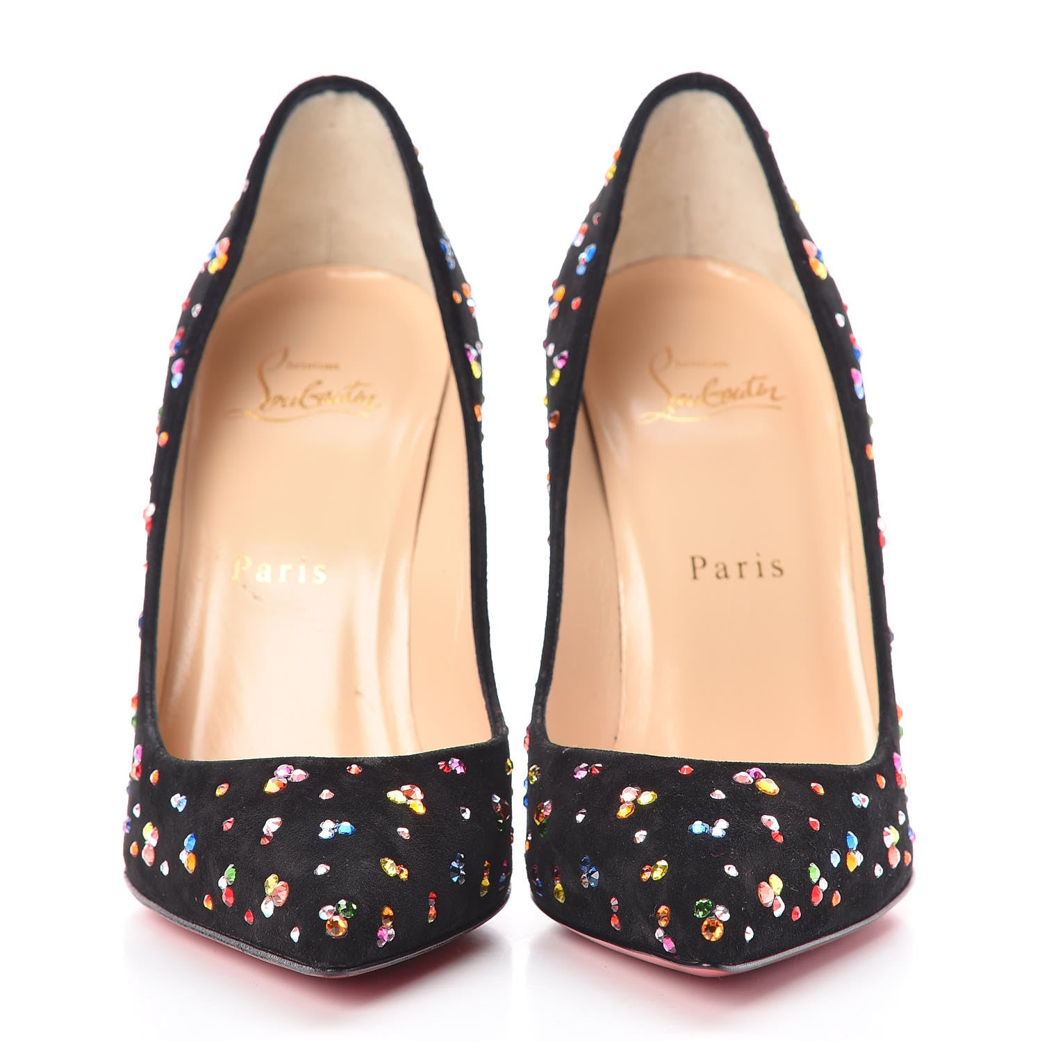 Christian Louboutin Veau Velour Follies Clair de Lune 100 Pumps 37 Black Multi 2 of 9