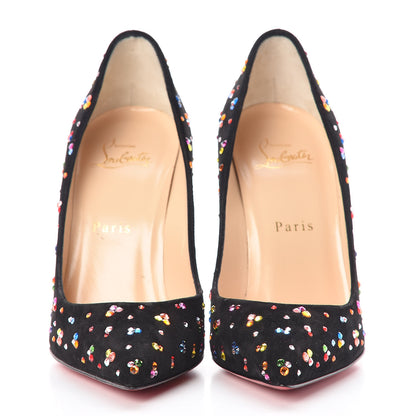 Christian Louboutin Veau Velour Follies Clair de Lune 100 Pumps 37 Black Multi 2 of 9