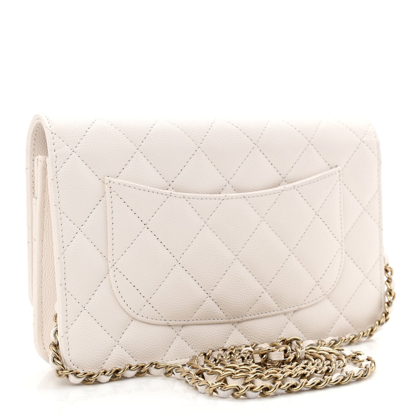 Caviar Quilted Wallet On Chain WOC White