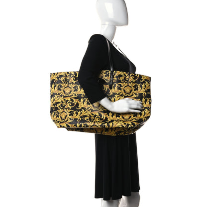 Versace Grained Calfskin Baroque Print Medusa Tote Black 2 of 13