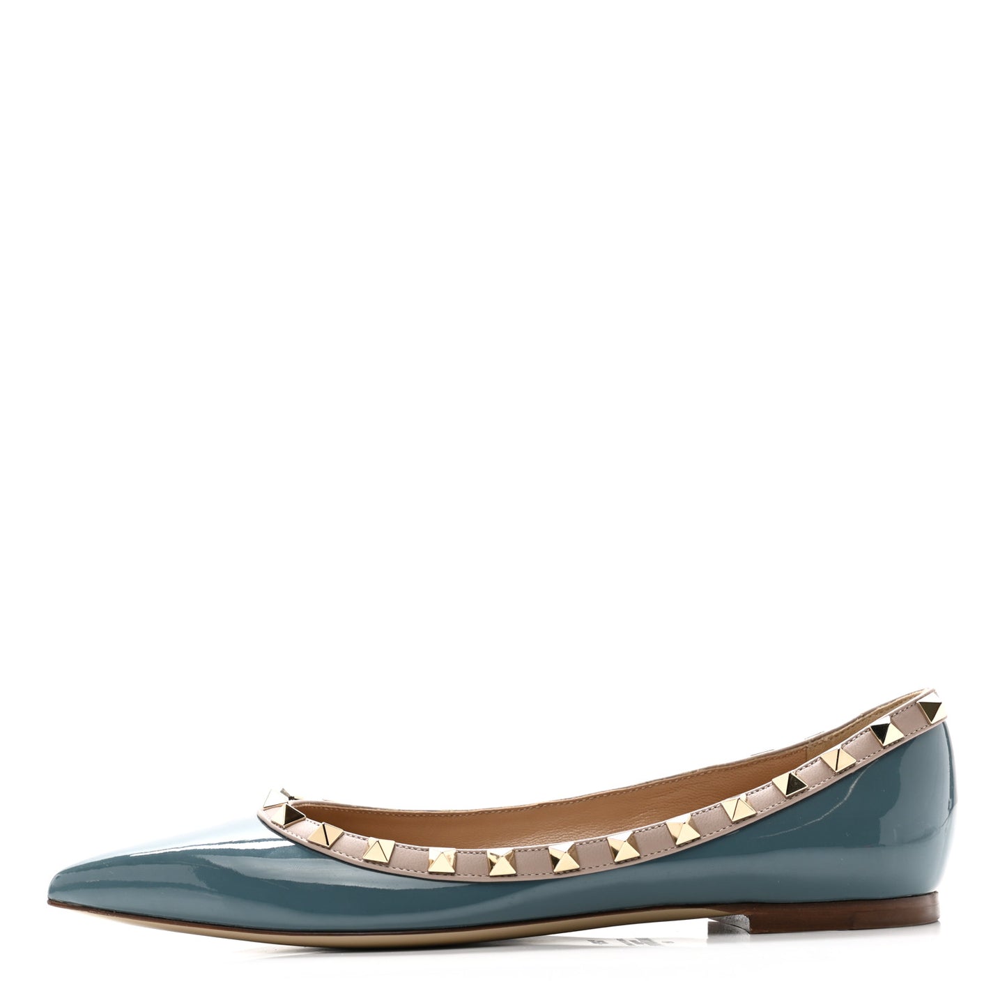 Patent Calfskin Rockstud Ballerina Flats 36.5 Amadeus Poudre