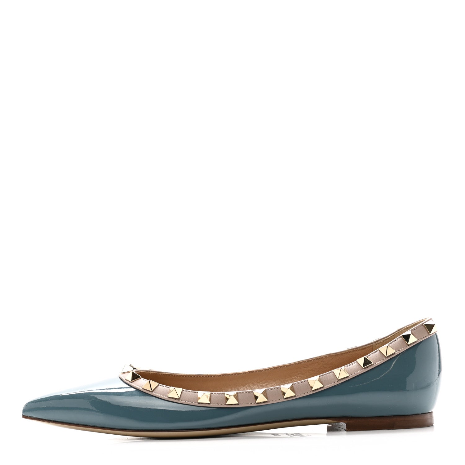 Valentino Garavani Patent Calfskin Rockstud Ballerina Flats 36.5 Amadeus Poudre 1 of 9