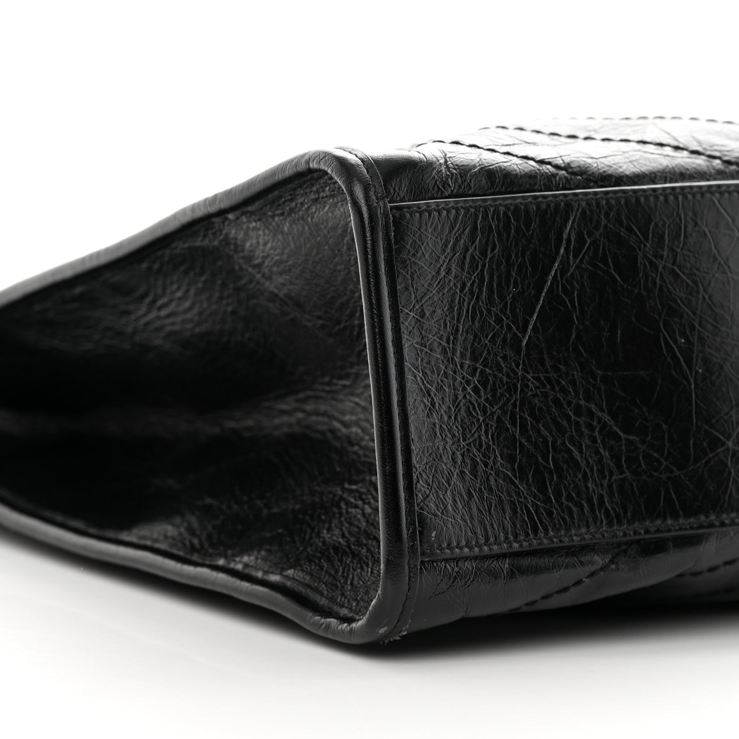 Crinkled Calfskin Matelasse Monogram Large Niki Shopper Tote Black