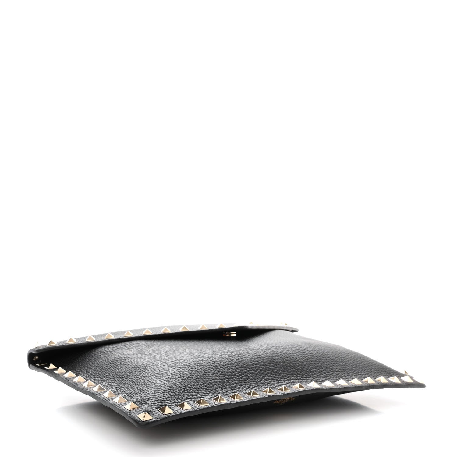 Valentino Garavani Pebbled Calfskin Large Rockstud Envelope Clutch Black 4 of 9