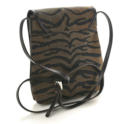 Fendi Zucchino Vitello Zebra Baguette Crossbody Brown 3 of 9