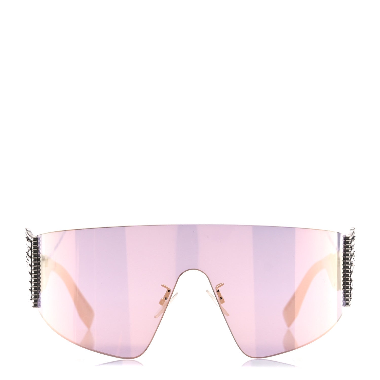 Fendi Mirrored Crystal Embellished FFreedom Shield Sunglasses FF 0382/S Pink 2 of 9