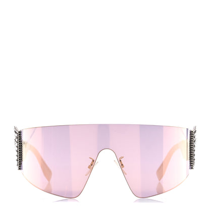 Fendi Mirrored Crystal Embellished FFreedom Shield Sunglasses FF 0382/S Pink 2 of 9