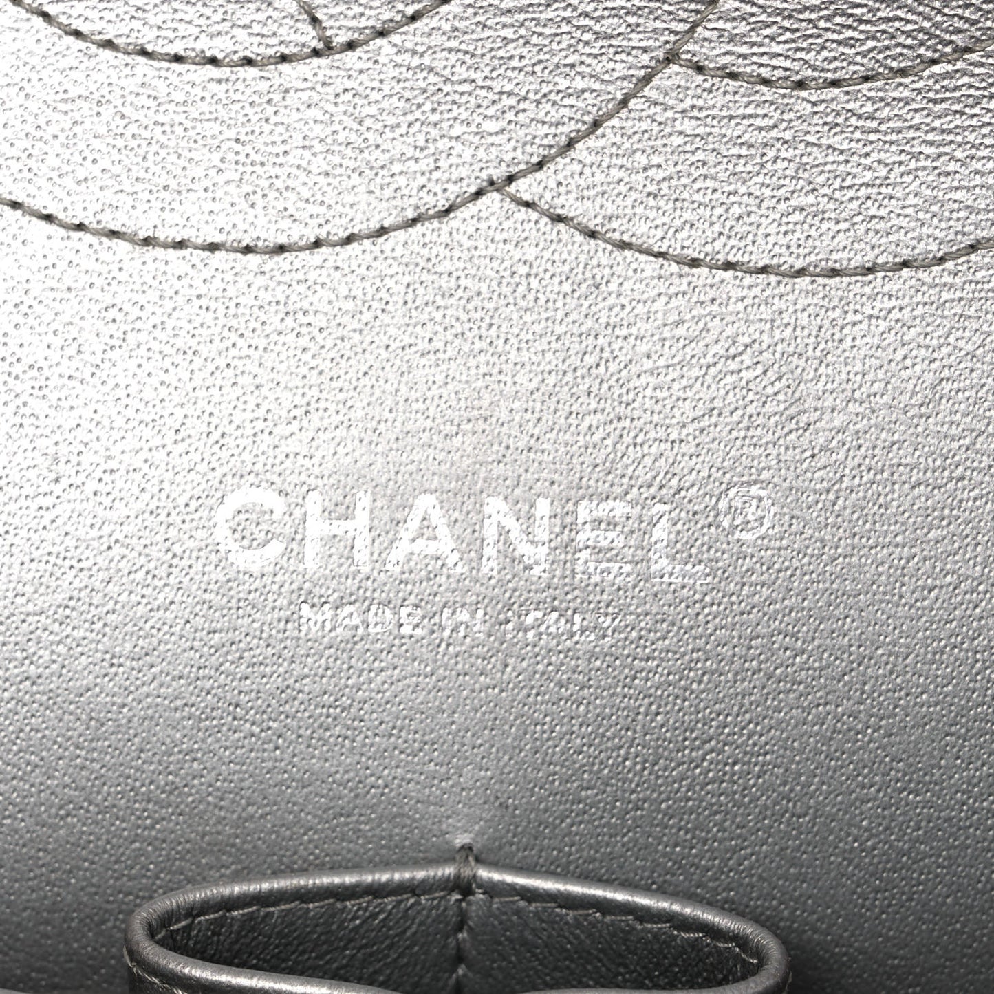 Metallic Caviar Chevron Quilted Jumbo Double Flap Silver