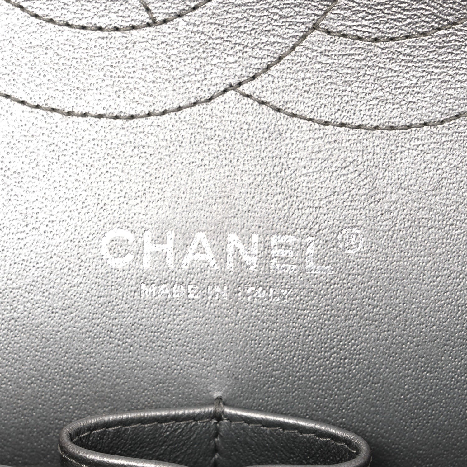 Chanel Metallic Caviar Chevron Quilted Jumbo Double Flap Silver 6 of 14