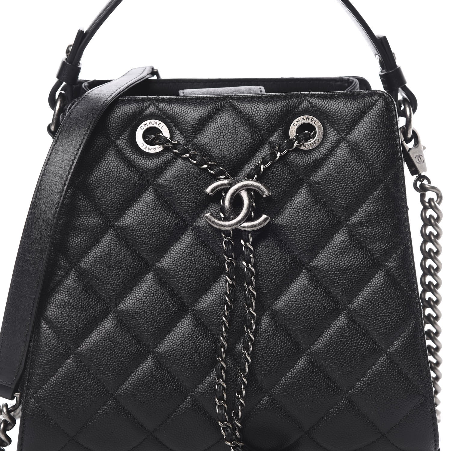 Chanel Caviar Quilted Small CC Bucket Bag Black 8 of 11