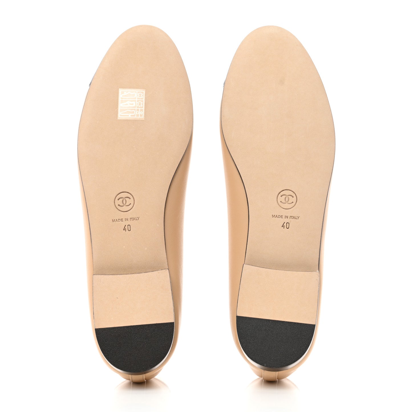 Lambskin Cap Toe CC Ballerina Flats 40 Beige Black