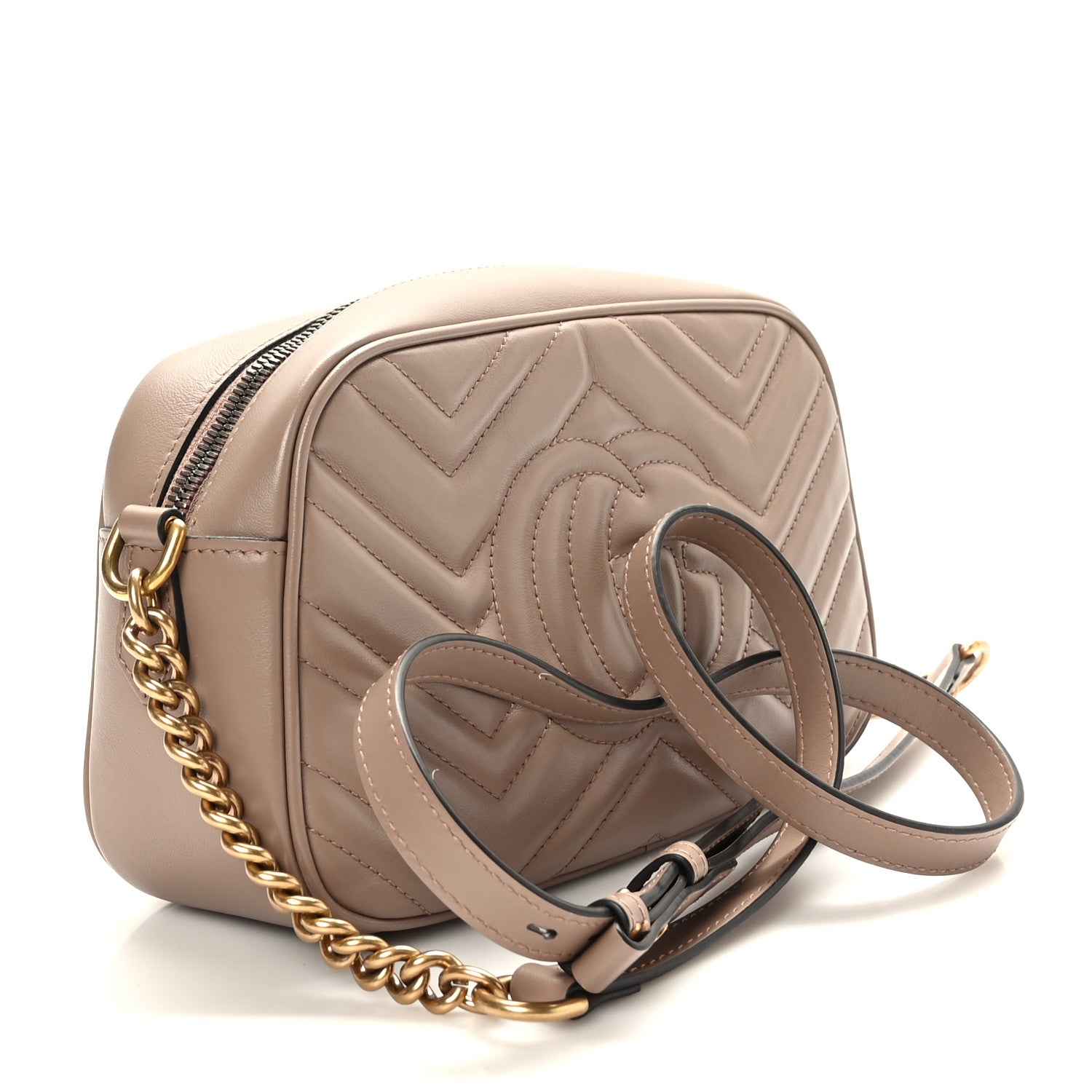 Gucci Calfskin Matelasse Small GG Marmont Chain Shoulder Bag Porcelain Rose 3 of 9