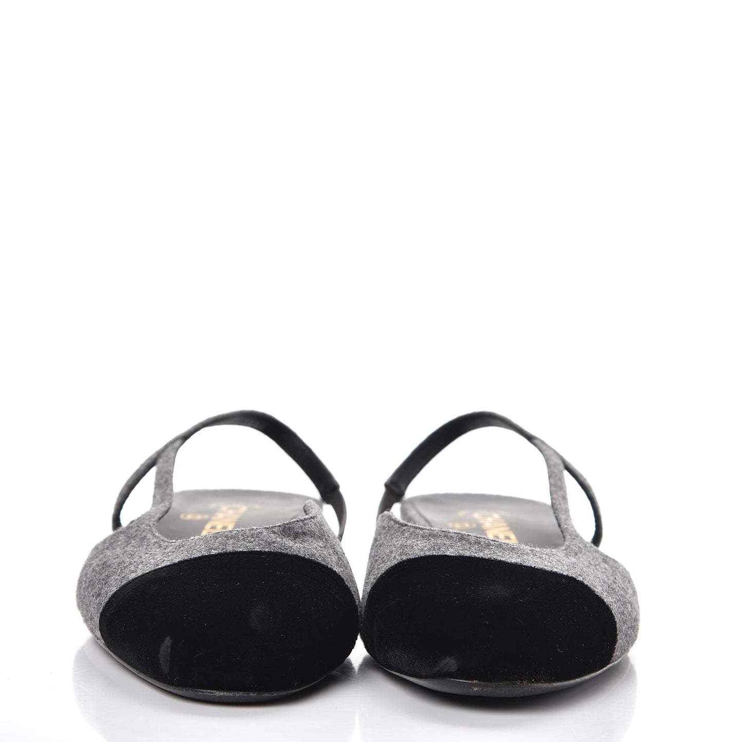 Wool Velvet Cap Toe CC Slingback Pumps 40.5 Grey Black