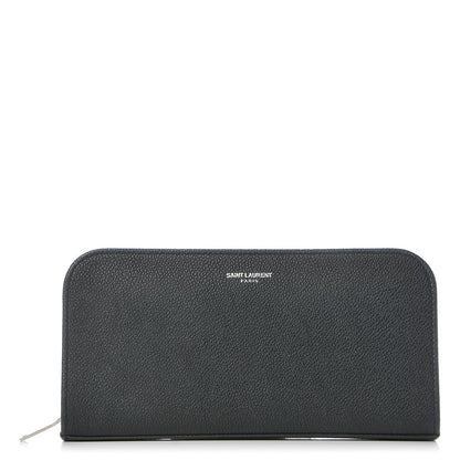Saint Laurent Grained Calfskin Classic Zip Around Continental Wallet Black 1 of 7