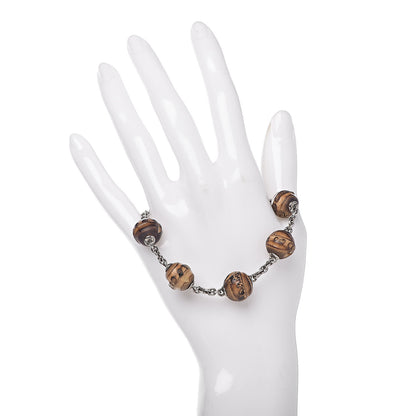 Gucci Sterling Silver Bamboo Beaded Horsebit Bracelet 2 of 5