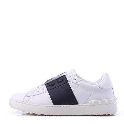 Valentino Garavani Calfskin Mens Rockstud Open Sneakers 39 White Marine 1 of 8