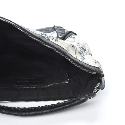 Balenciaga Chevre Toile De Jouy Floral Classic Silver Hardware Day Hobo Black 4 of 9