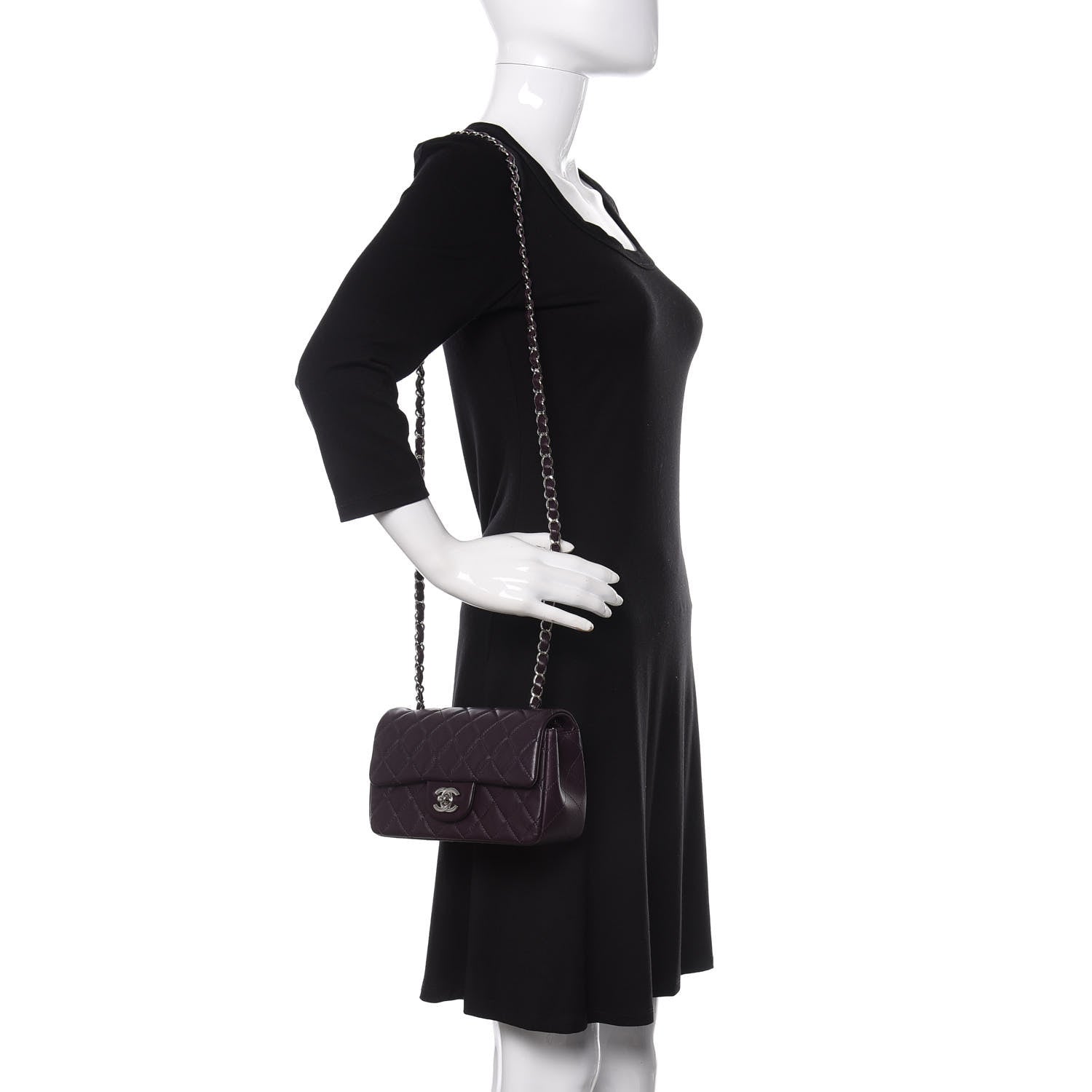 Chanel Lambskin Quilted Mini Rectangular Flap Dark Purple 2 of 10