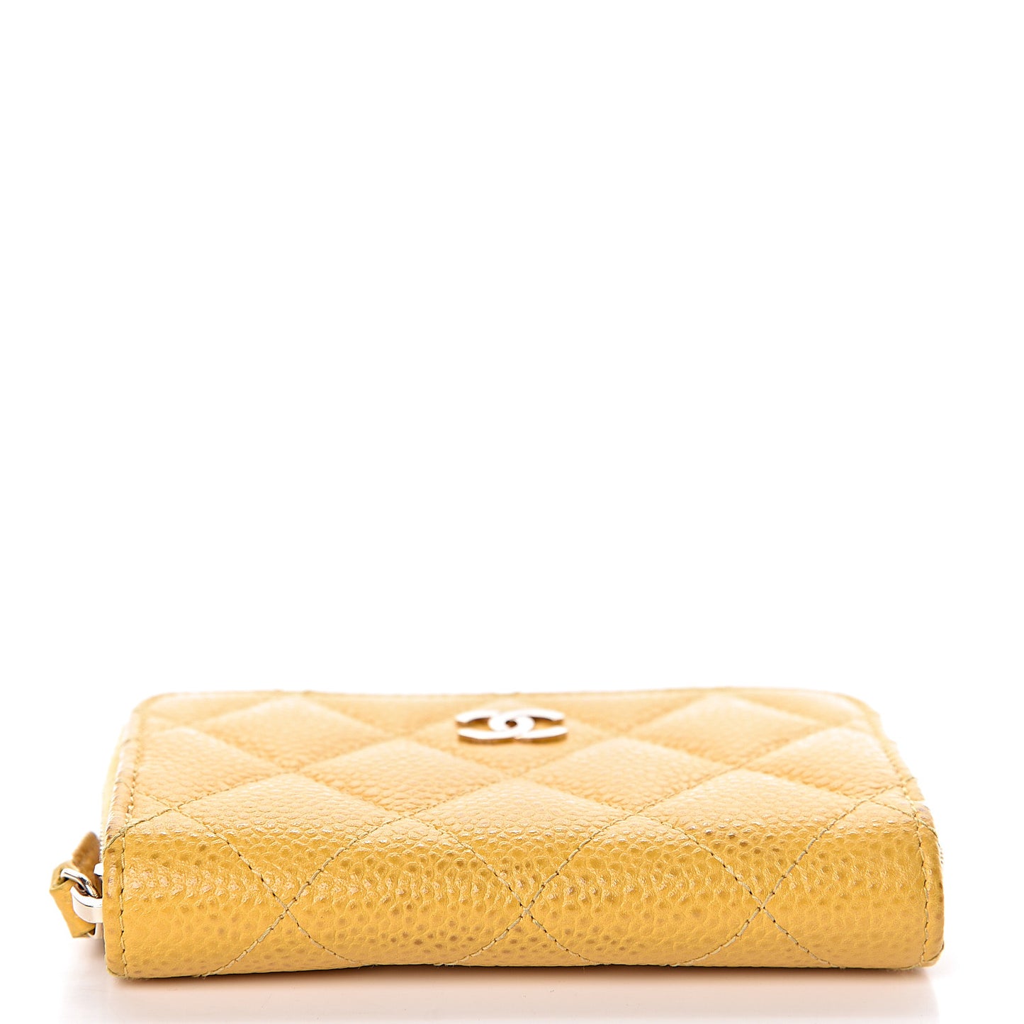 Caviar Quilted Zip Coin Purse Yellow