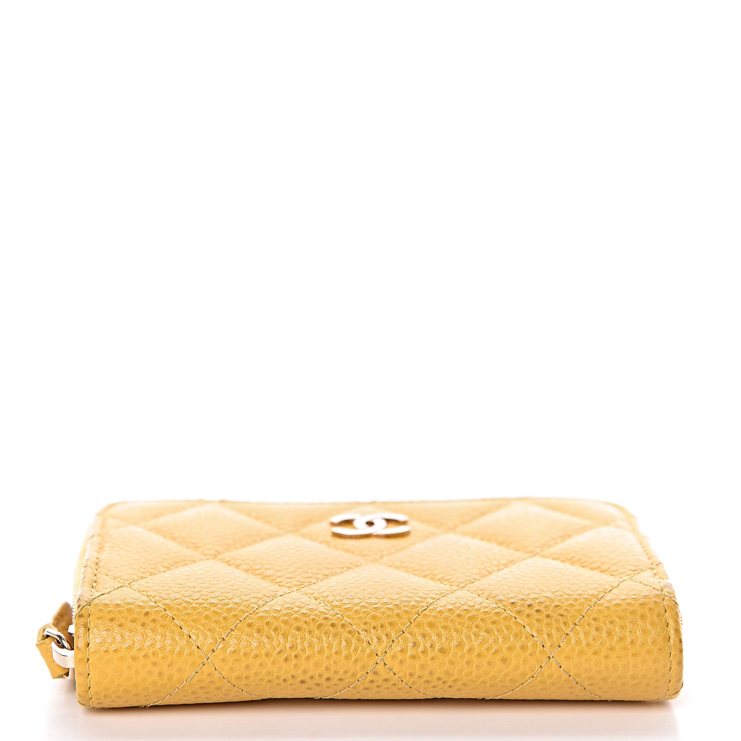 Chanel Caviar Quilted Zip Coin Purse Yellow 13 of 14