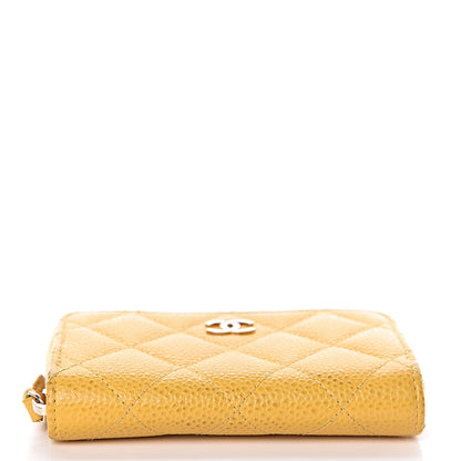 Chanel Caviar Quilted Zip Coin Purse Yellow 13 of 14