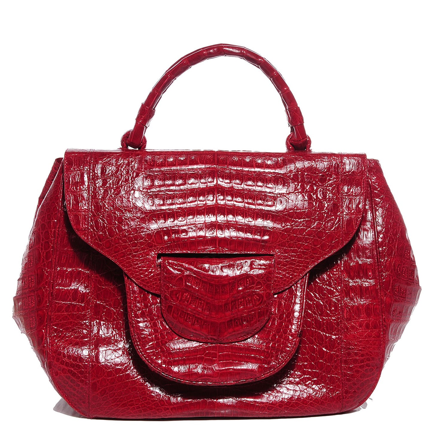 Crocodile Large Top Handle Satchel Red