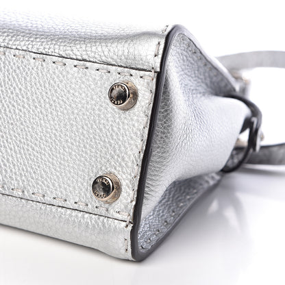 Fendi Cuoio Romano Lux Selleria Mini Peekaboo Iconic Satchel Argento 11 of 13