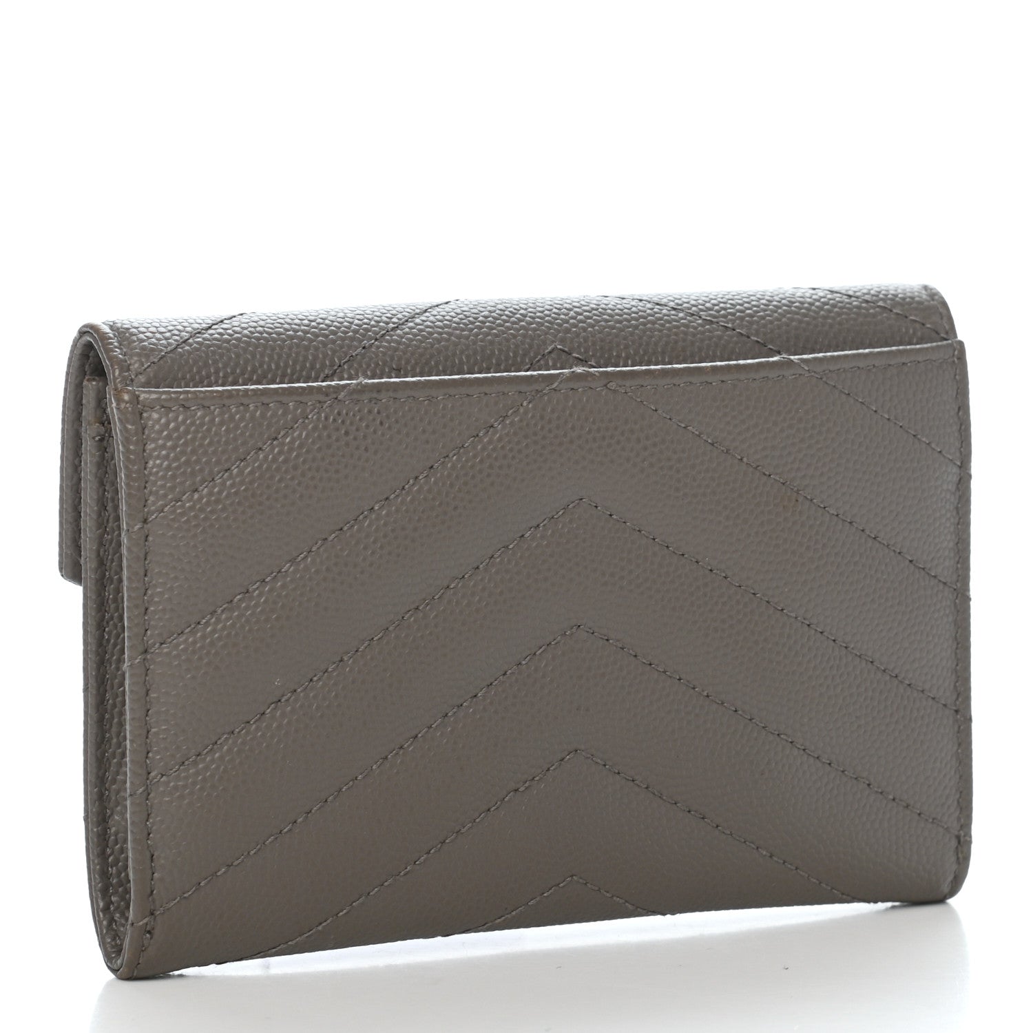 Saint Laurent Grain De Poudre Matelasse Chevron Small Monogram Envelope Wallet Fog 3 of 8